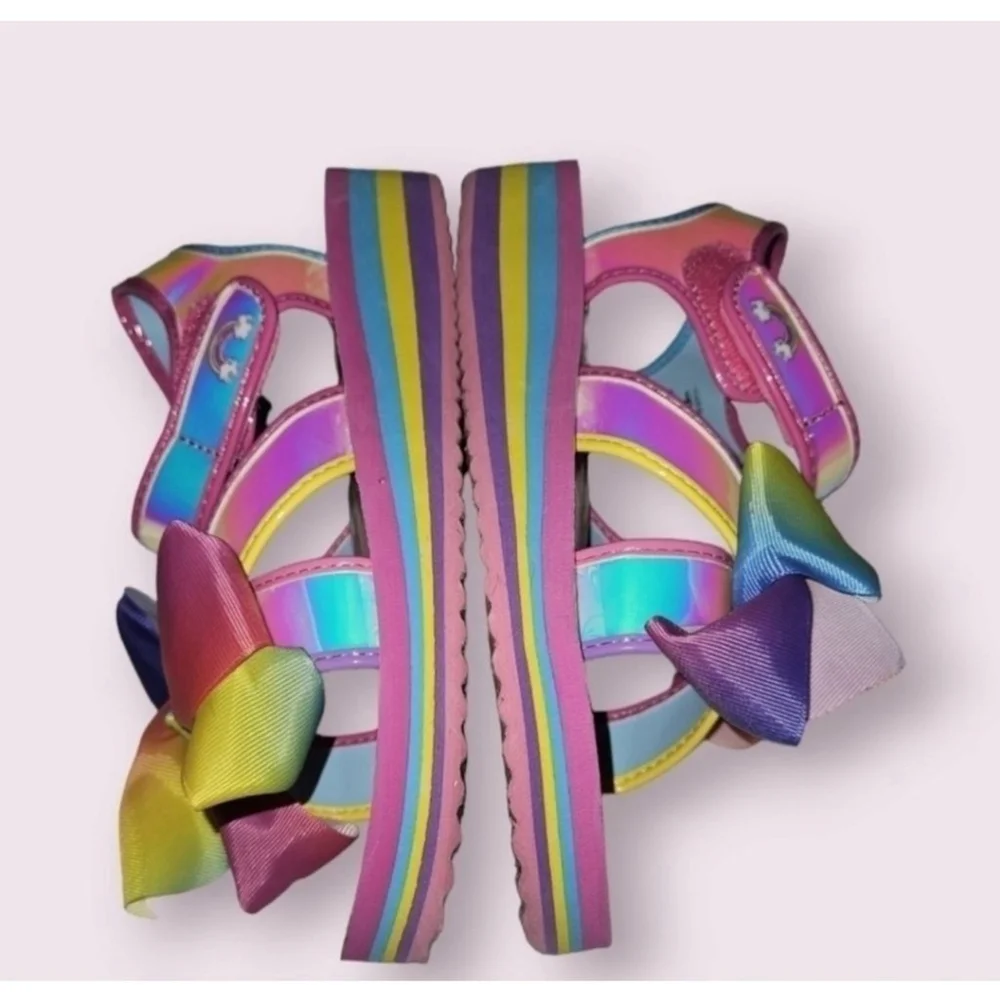 Girls Jojo Siwa Sandals Size 5 Pink Rainbow Iridescent